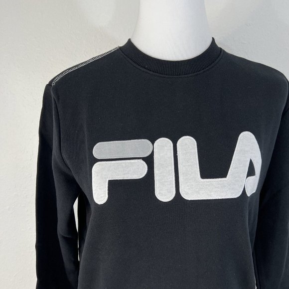 Fila Long Sleeve French Terry Crewneck Sweatshirt Alexa Black Women's  XS NWT - Picture 2 of 12